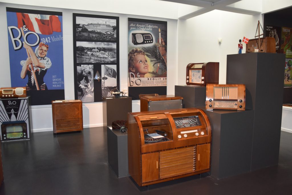 Old-fashioned radios from Bang and Olufsen at the Struer Museum