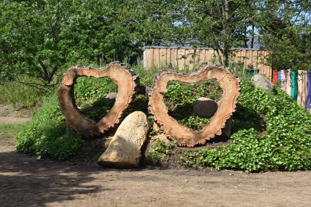 Wooden Sculpture at WOW PARK Tree House Park in Billund, Denmark