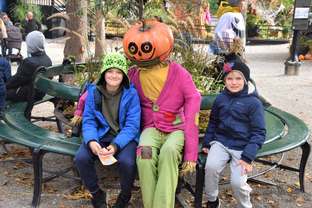 Pumpkins dressed as people at Tivoli Gardens in Copenhagen, Denmark