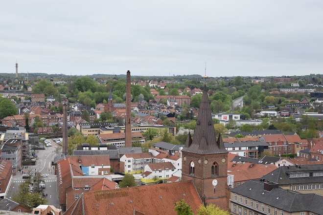 View of Kolding, Denmark from the top of the Giant's Tower at Koldinghus