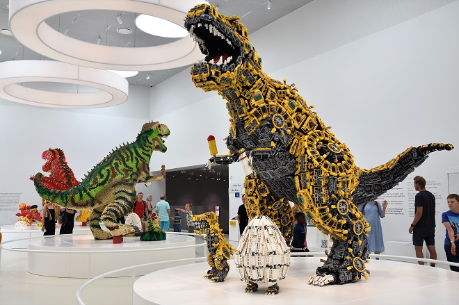 Dinosaurs in the Masterpiece Gallery at LEGO House in Denmark